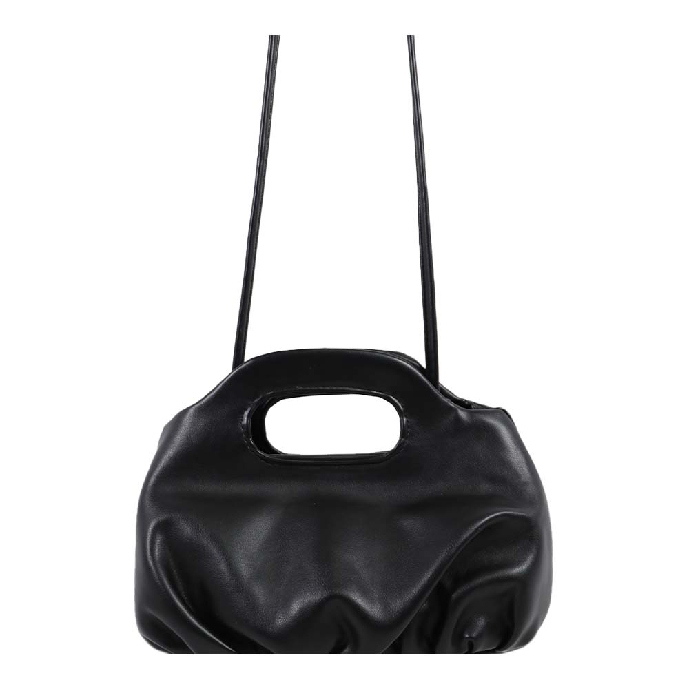 Black Ruched Soft PU Leather Handbag – Trendy & Chic Shoulder Bag for Women
