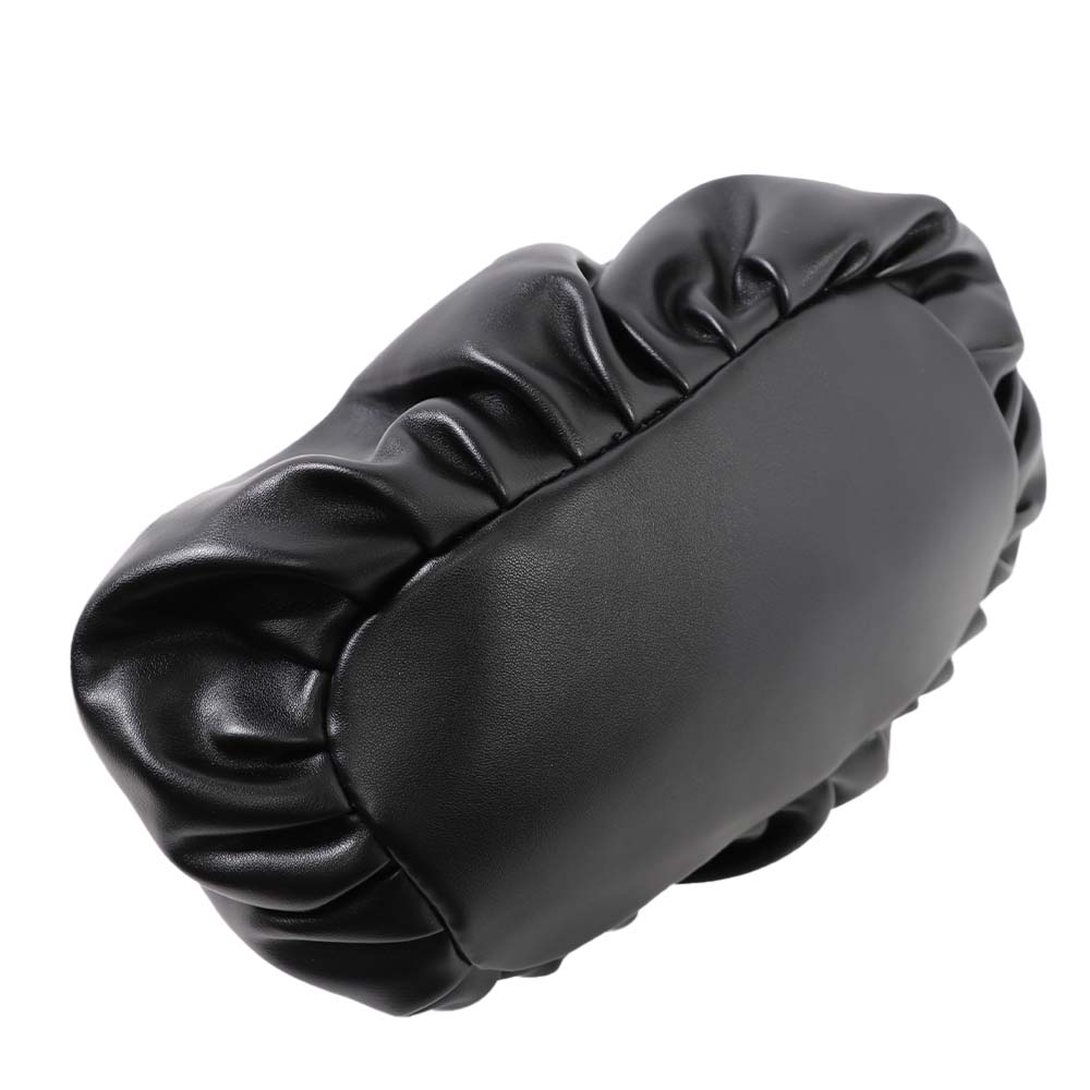 Black Ruched Soft PU Leather Handbag – Trendy & Chic Shoulder Bag for Women