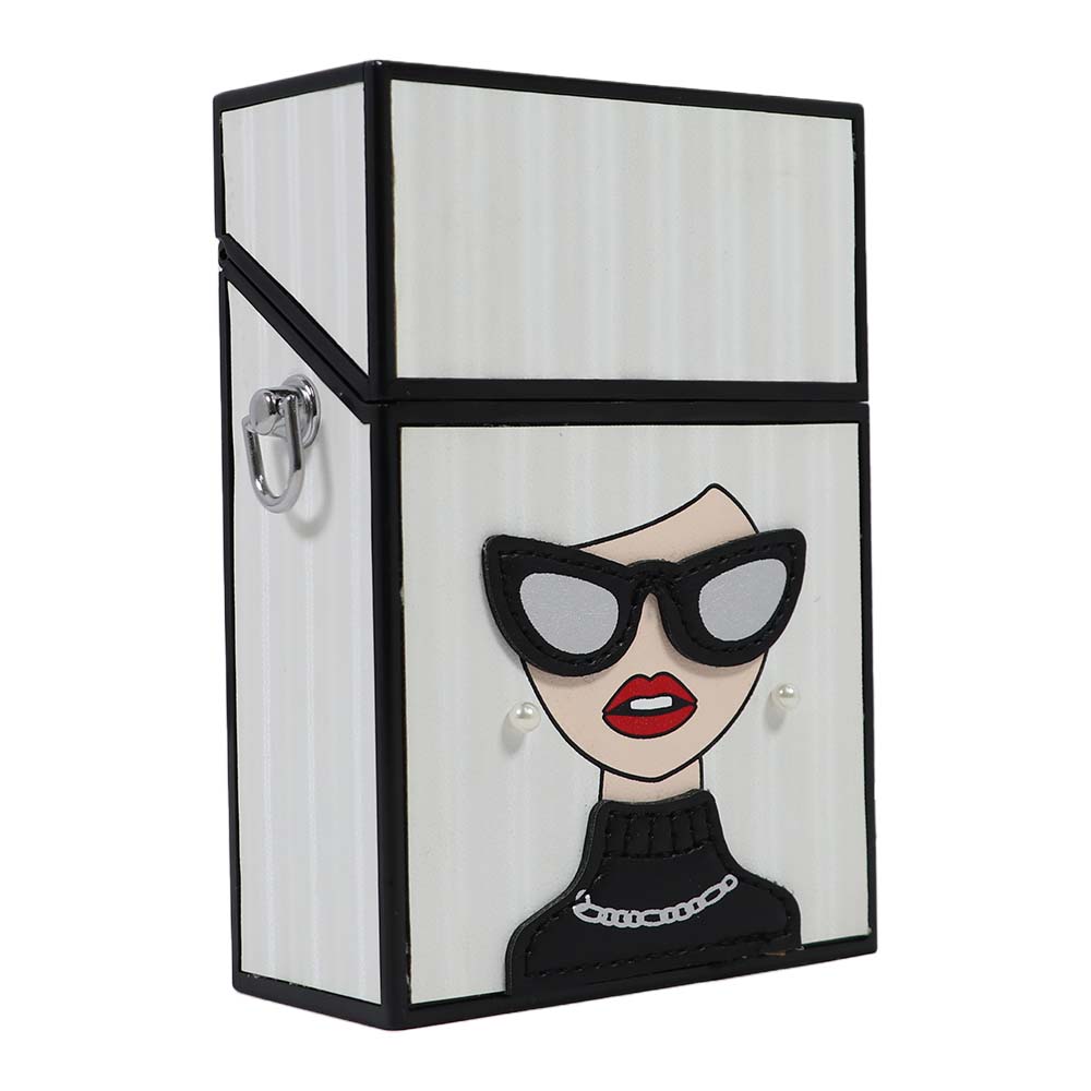 Chic Box Clutch with Fashion Diva Design – Stylish Pearl Strap Sling Bag