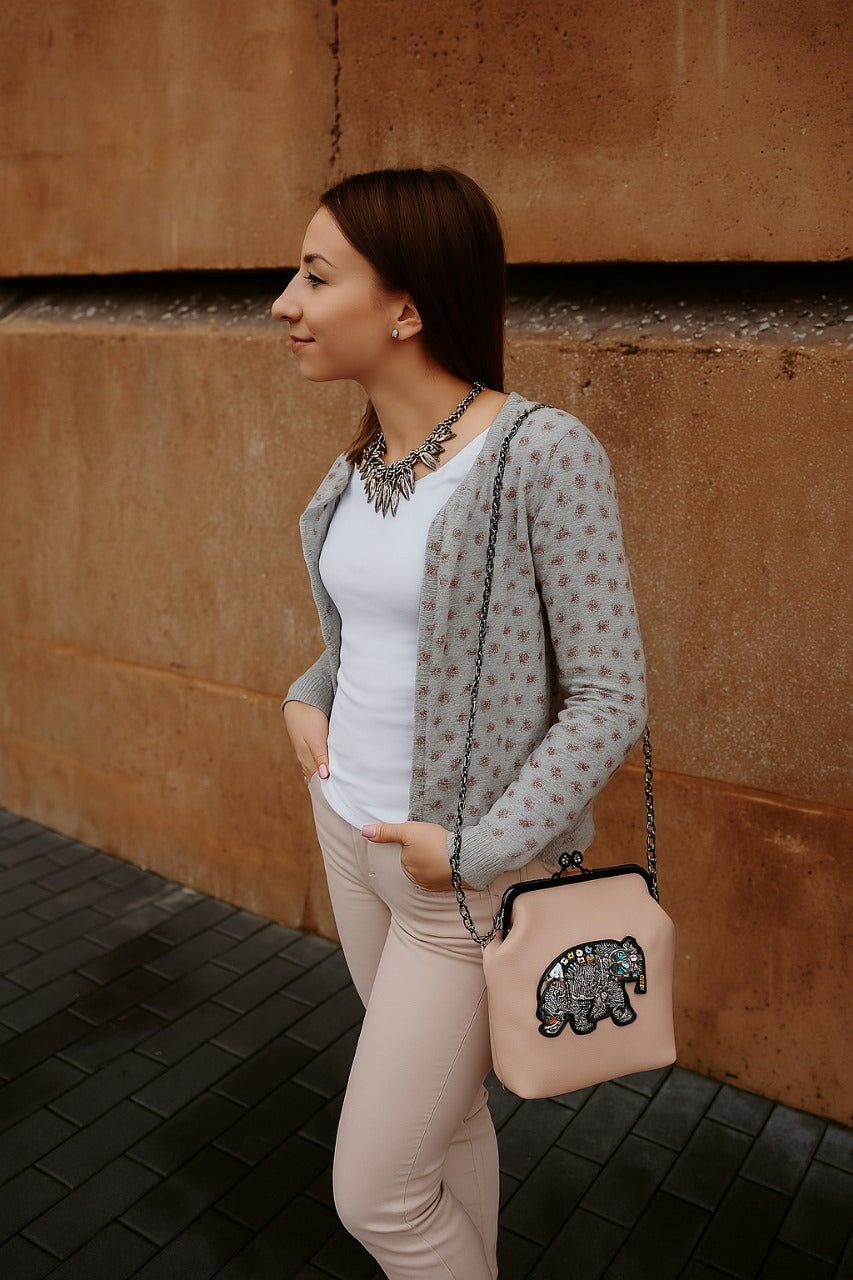 Vintage Elephant Embroidered Sling Bag