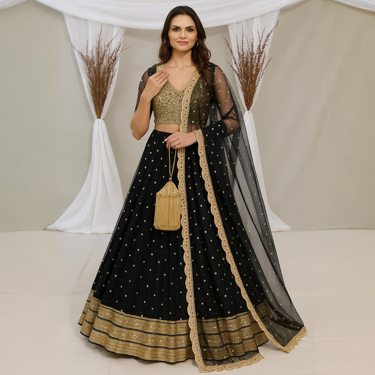 Gold Beaded Potli Bag for Bridal & Coin Purse Festive