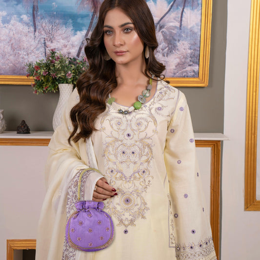 Lilac, Potli Bag with Beaded Handle coin purse