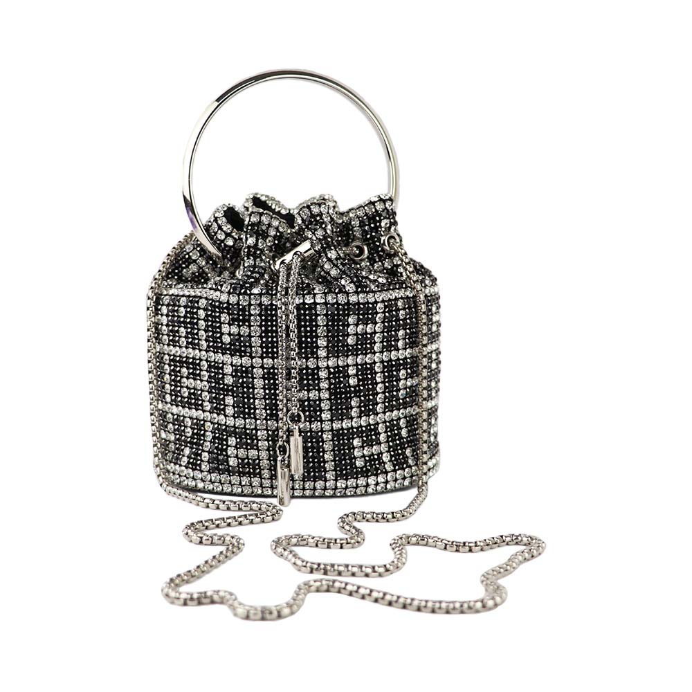 Luxury Rhinestone Drawstring Potli Bag with Metal Handle