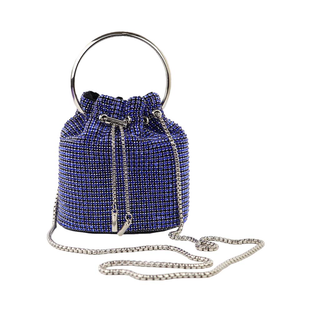 Luxury Rhinestone Drawstring Potli Bag with Metal Handle