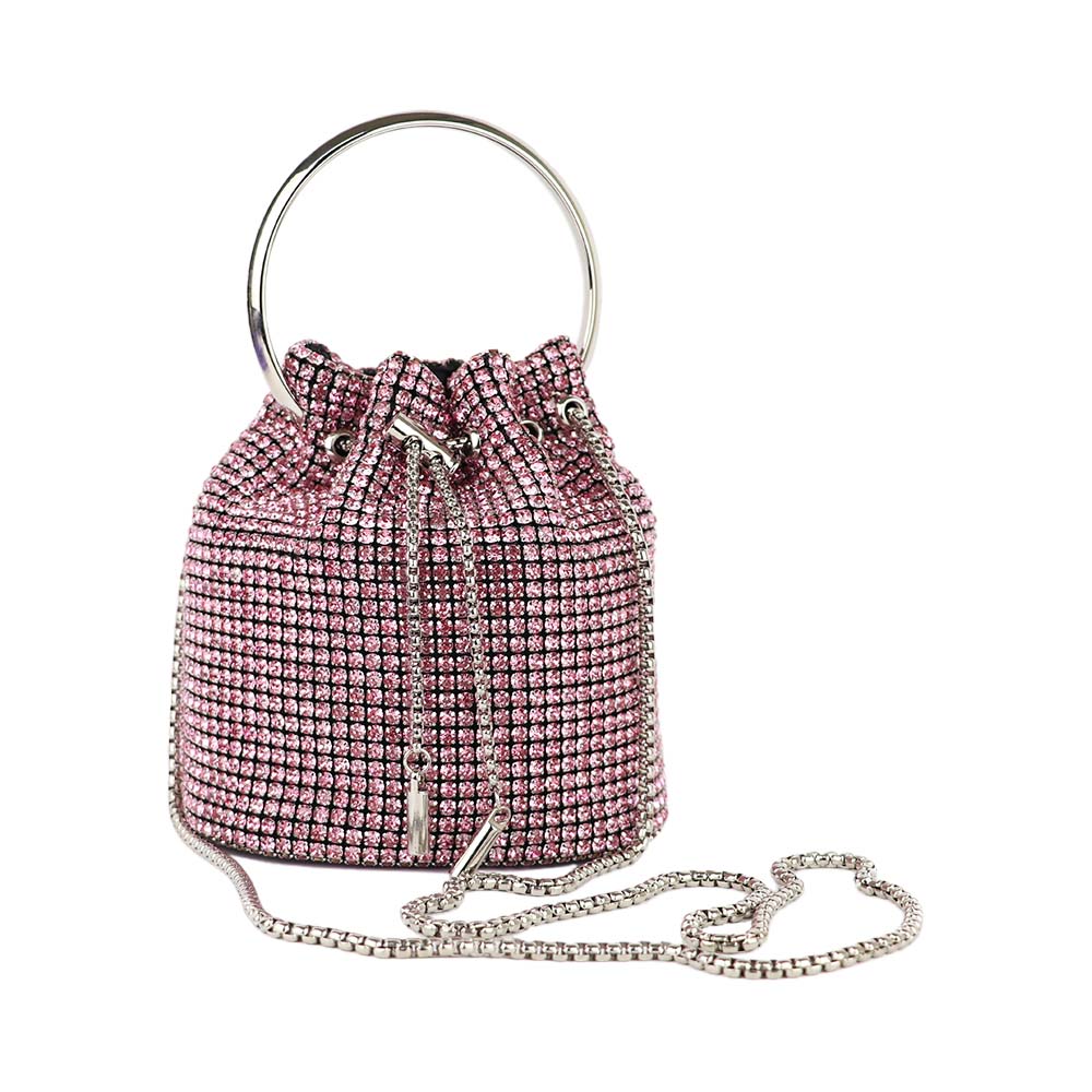 Luxury Rhinestone Drawstring Potli Bag with Metal Handle