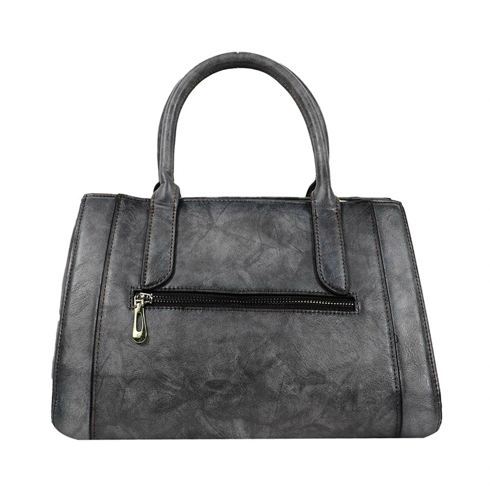 Elegant Grey Mandala Embossed Handbag – Boho Chic Tote with Crossbody Strap