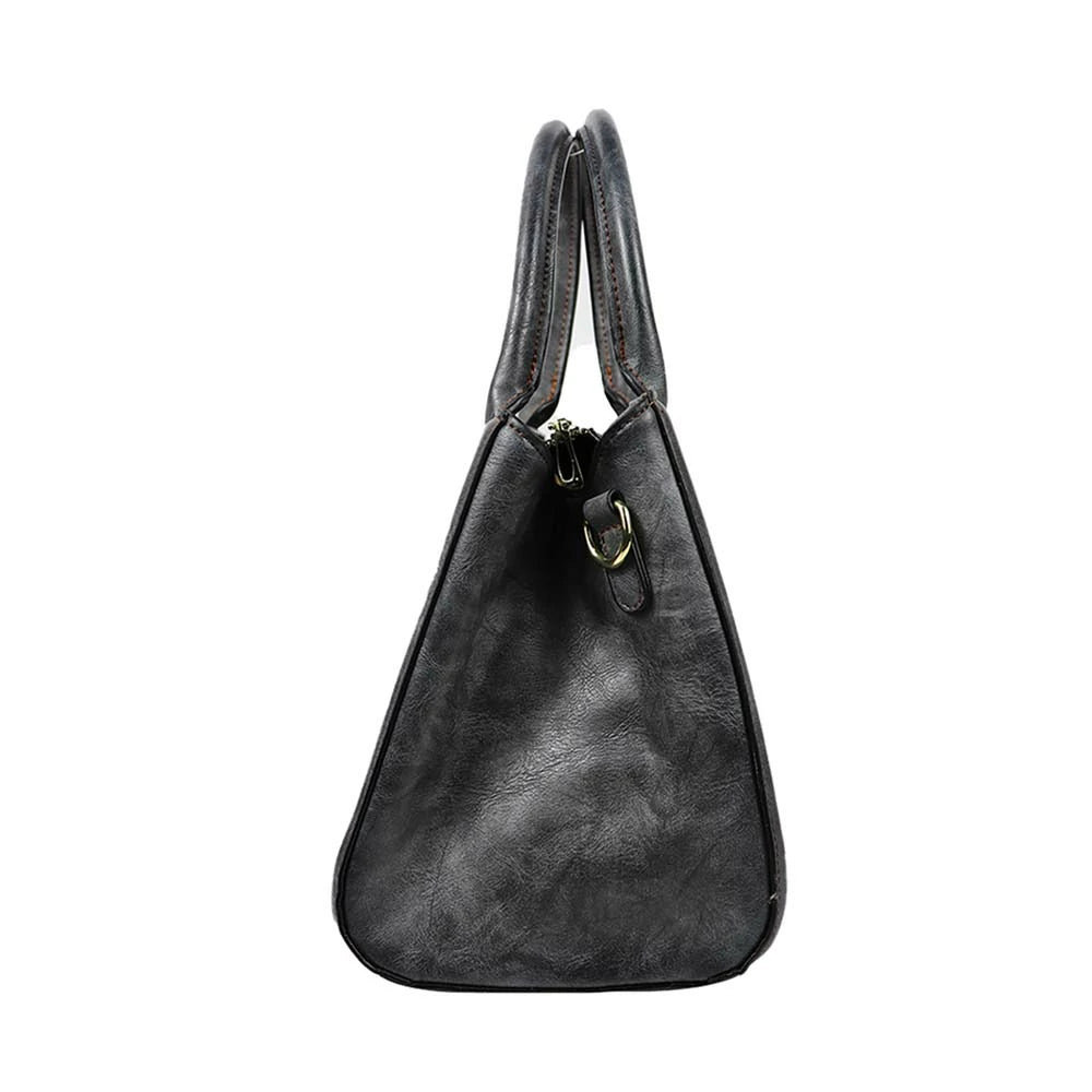 Elegant Grey Mandala Embossed Handbag – Boho Chic Tote with Crossbody Strap