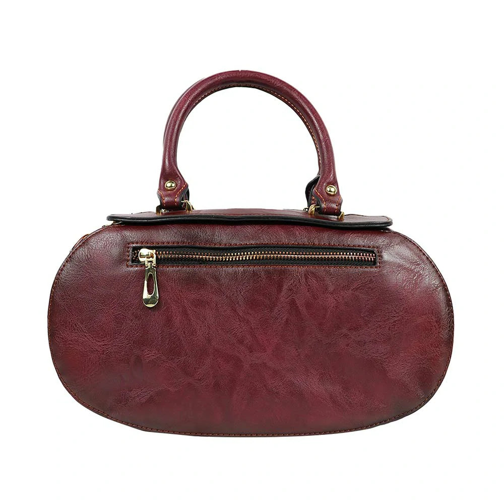 Vintage Oval Handbag with Embossed Mandala Design – Elegant & Unique