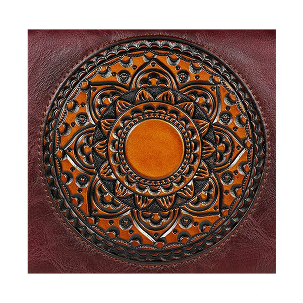 Vintage Oval Handbag with Embossed Mandala Design – Elegant & Unique