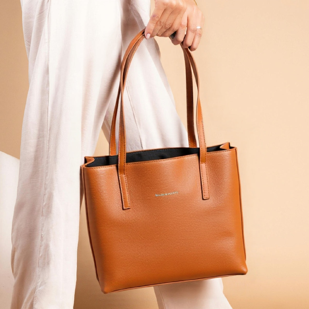 Classic Taupe Structured Tote Bag