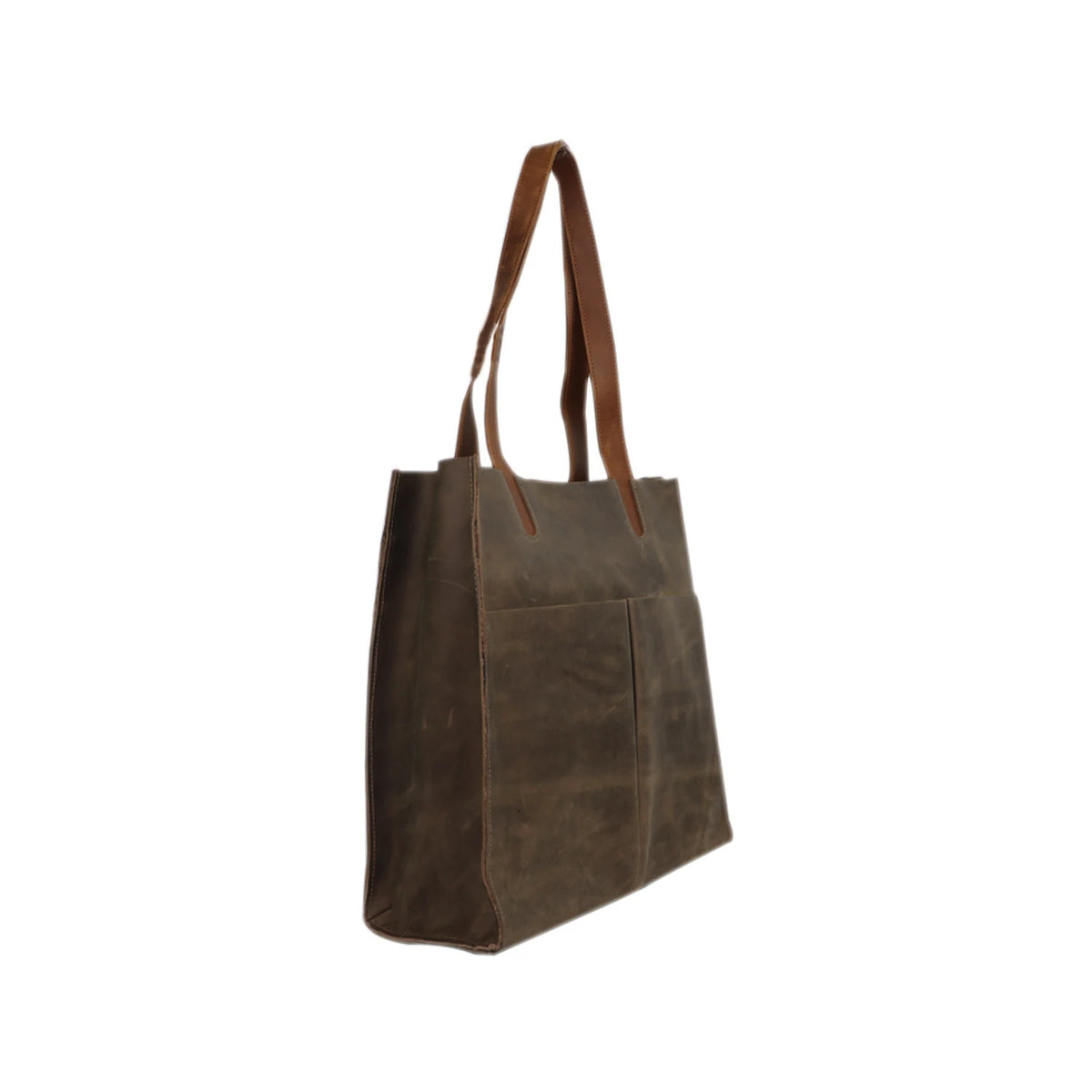 Rustic PU Leather Tote Bag with Black Handles – Stylish & Functional
