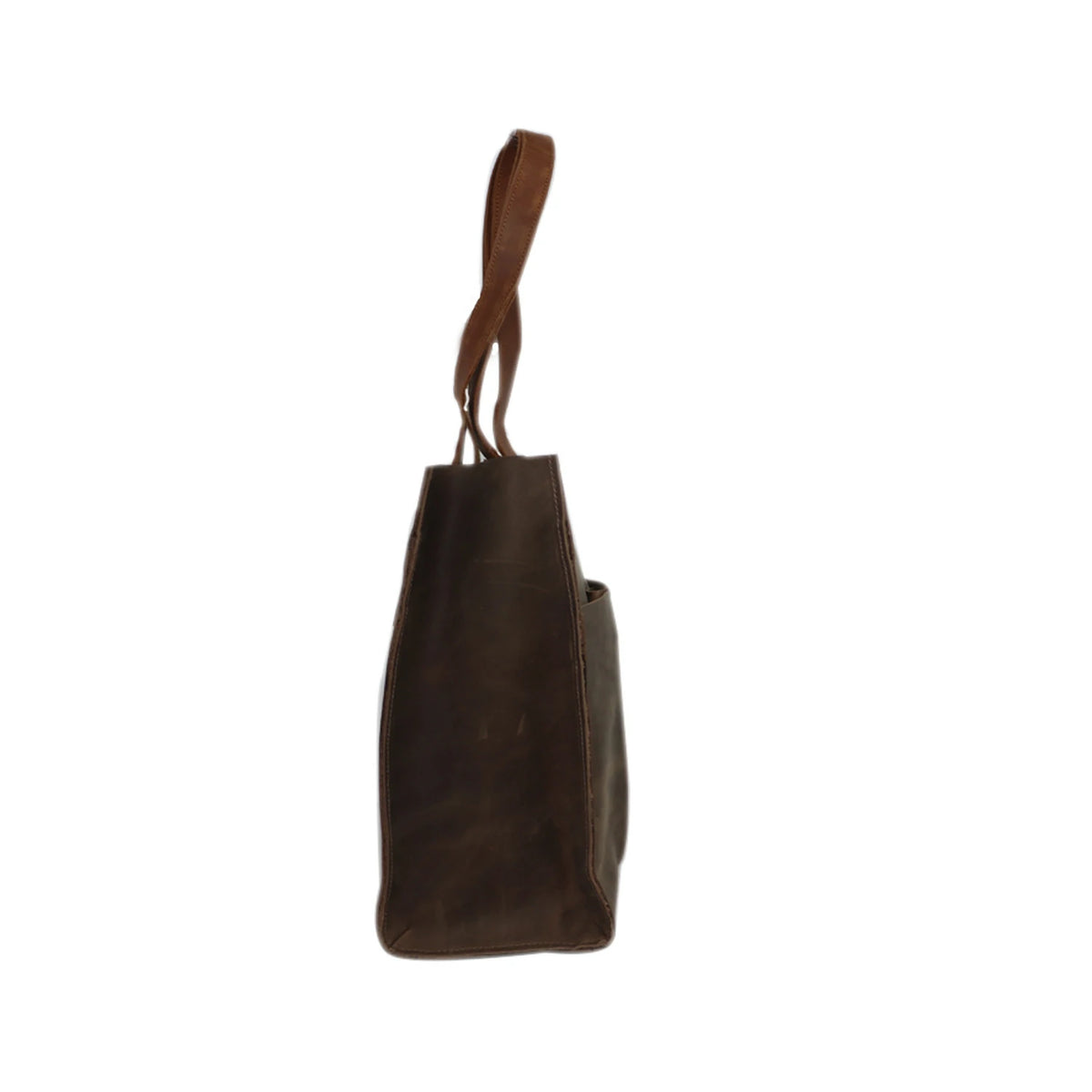 Rustic PU Leather Tote Bag with Black Handles – Stylish & Functional