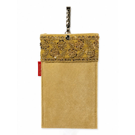 Women's Embroidered Ethnic Mobile Pouchwith Gold Chain Strap | Festive & Traditional