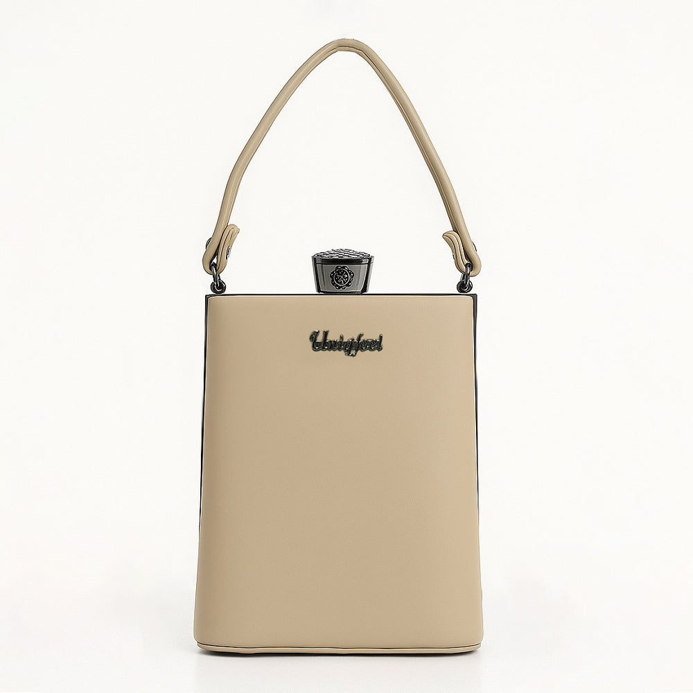 Metallic Box Clutch Handbag with Crown Lock