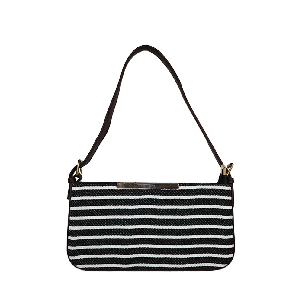 Embroidered Shoulder Bag with Detachable Strap and Zipper Closure - Multicolor