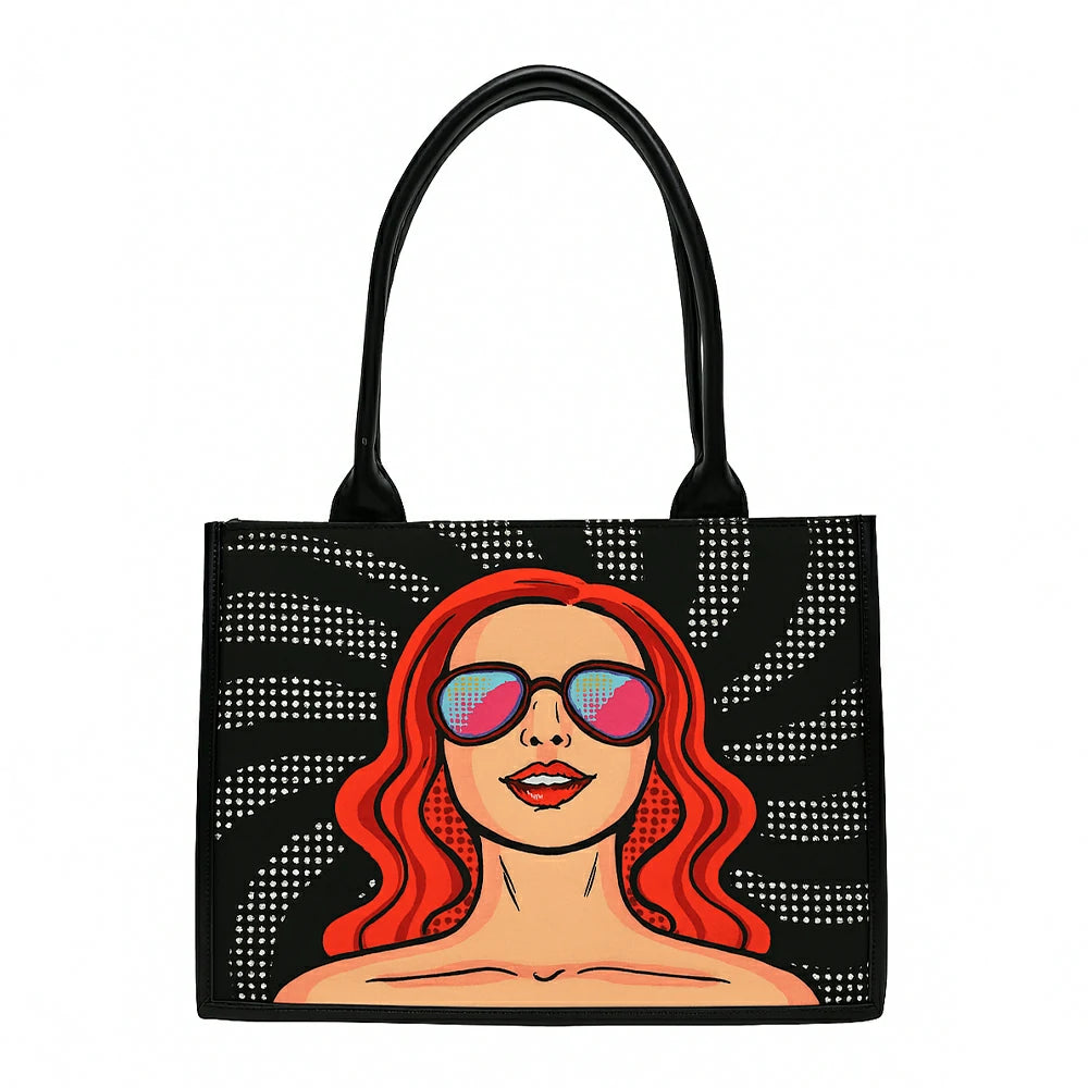 Glam Girl Houndstooth Canvas Tote