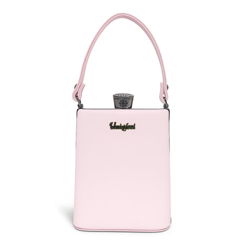 Metallic Box Clutch Handbag with Crown Lock