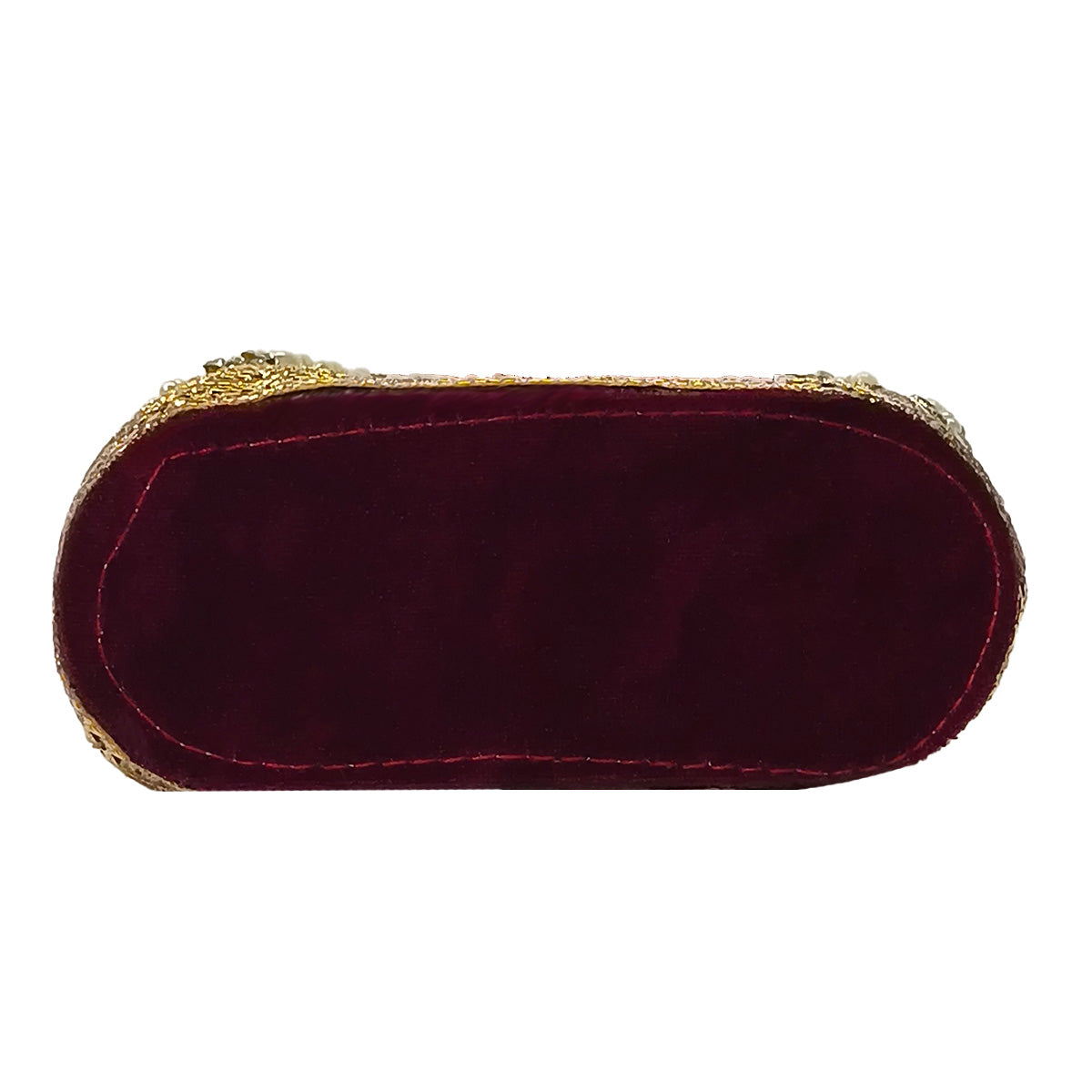 Embroidered Potli Bag with Pearl Beaded Handle & Mirror Work Bag