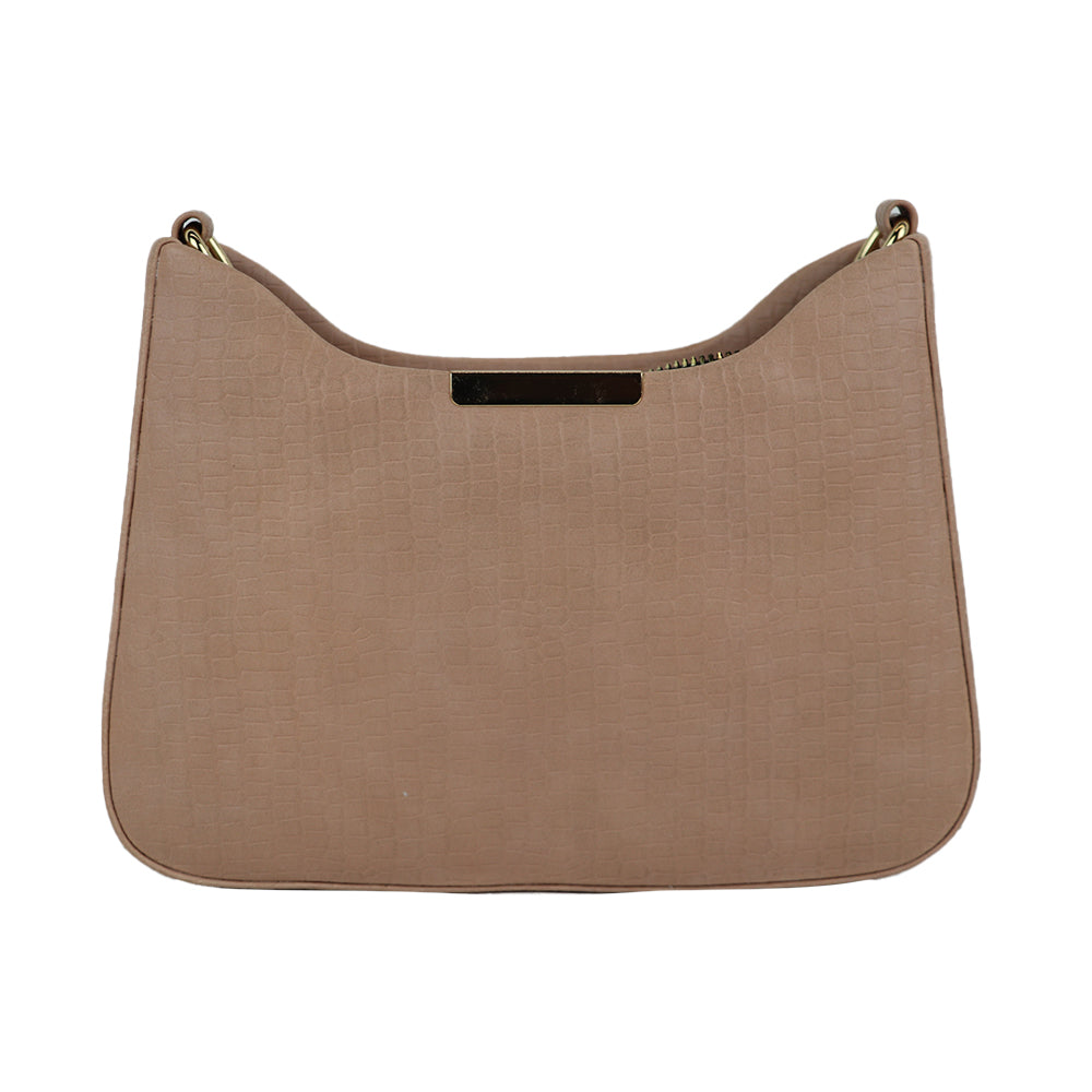 Texture Sling Bag with Gold Chain Strap