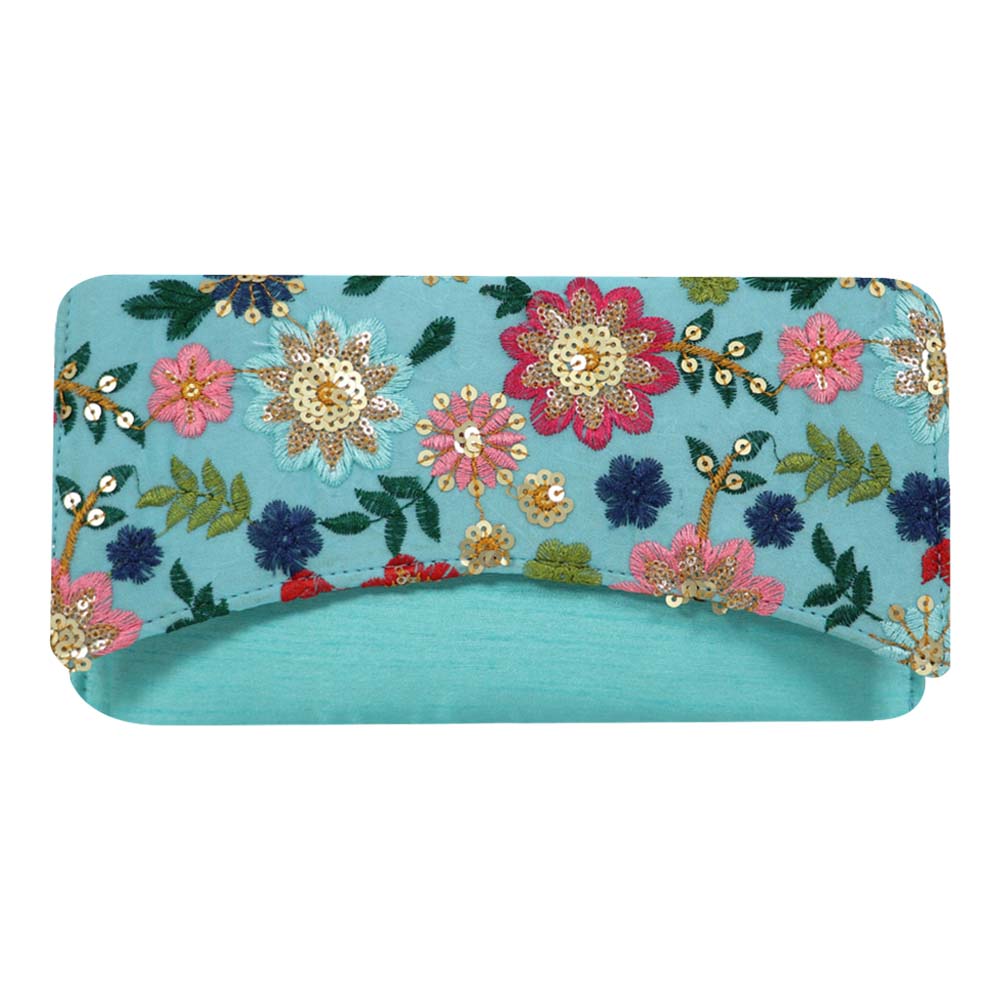 Floral Embroidered Clutch with Sequin Detailing