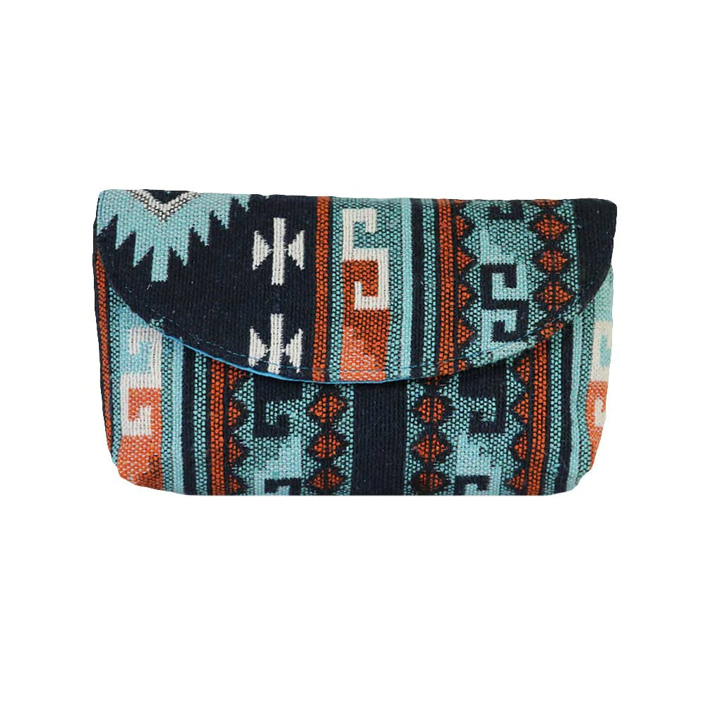 Women’s Multicolor Embroidered Clutch with Detachable Chain Strap - Blue