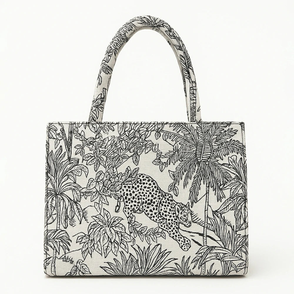 Monochrome Jungle Tapestry Tote Bag