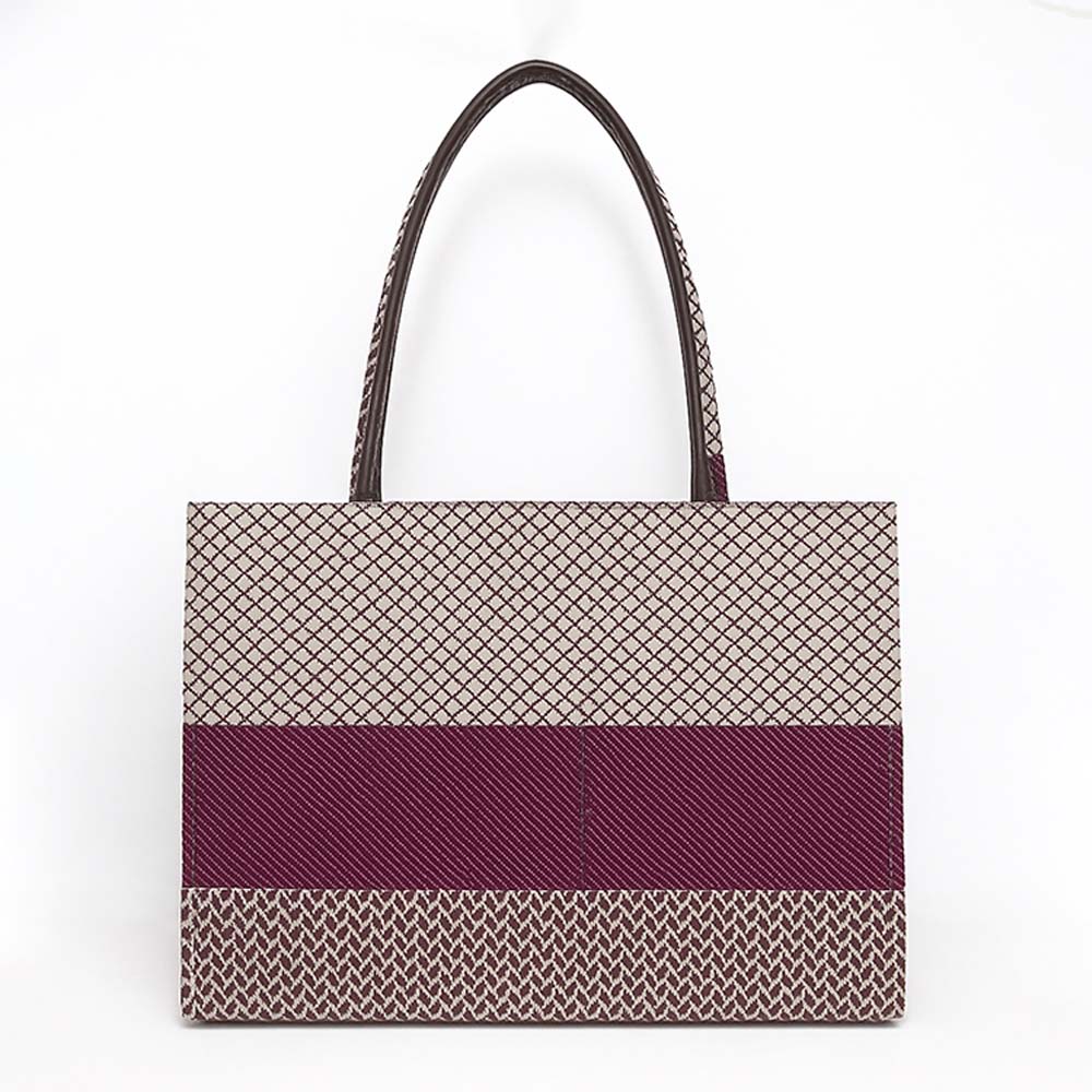 Plum Geo-Weave Jacquard Tote Bag