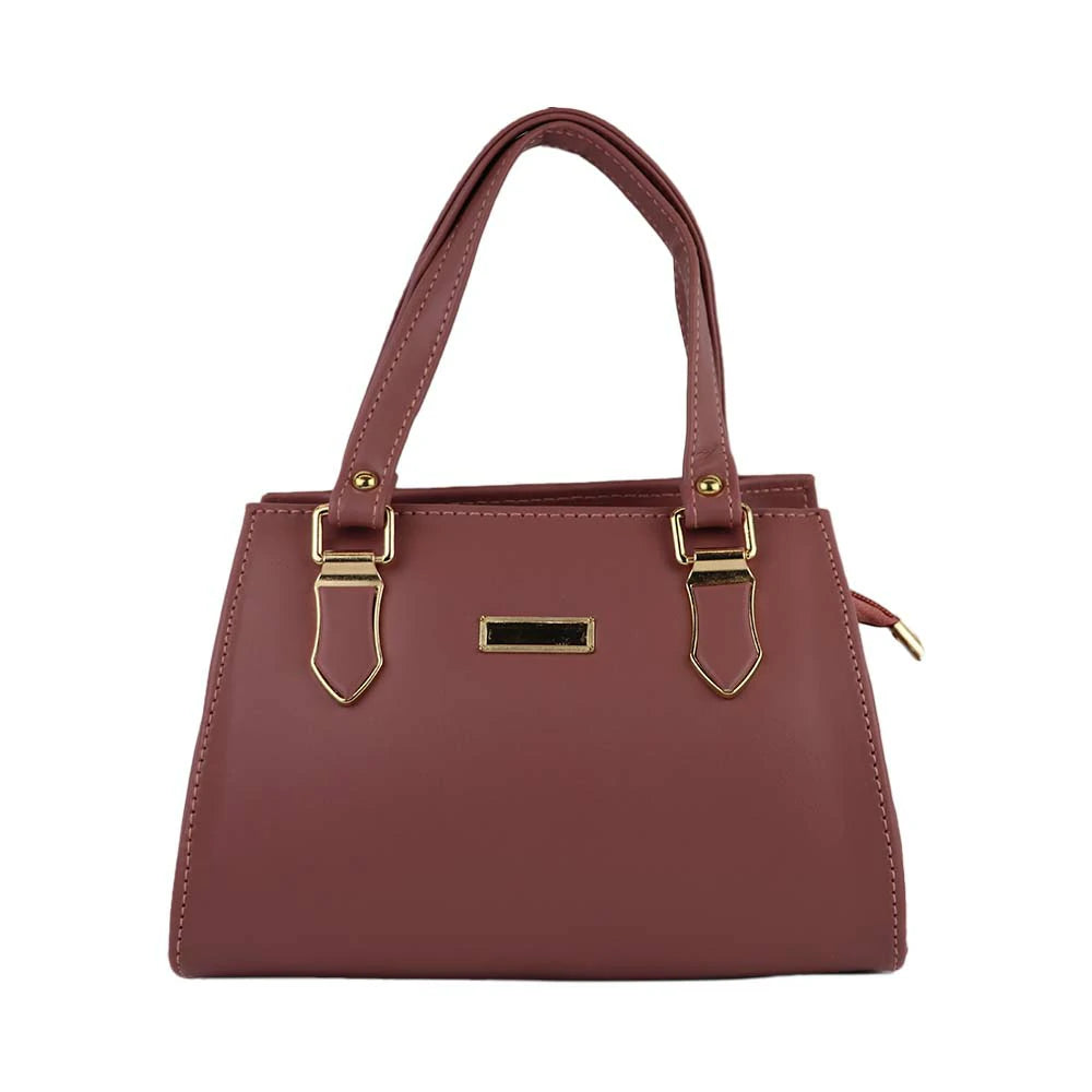 Women Structured Handbag with Detachable Sling Strap, Premium Finish.
