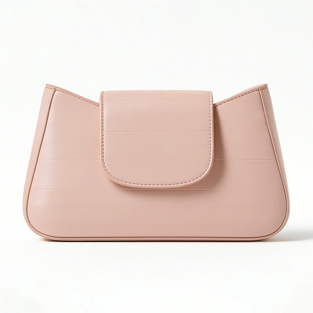 Blush Braided Handle Shoulder Bag with Chain Detail