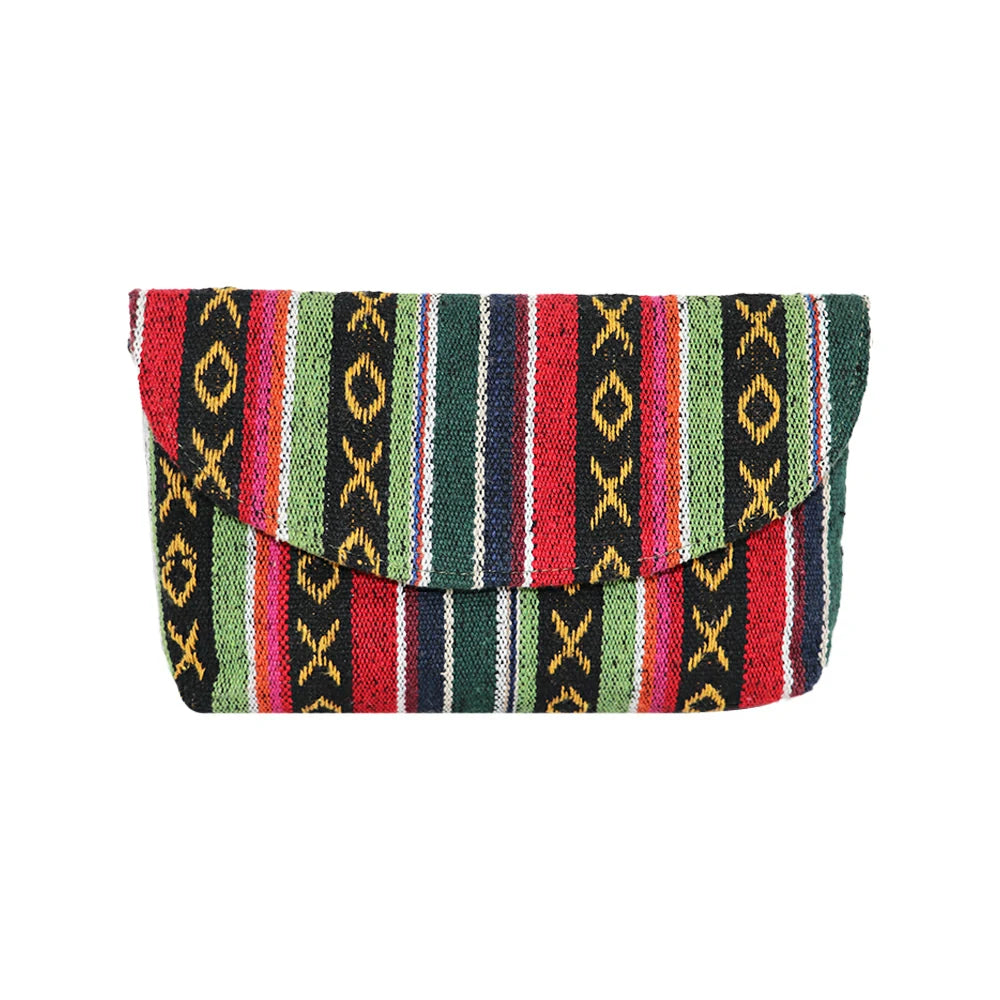 Women’s Multicolor Embroidered Clutch with Detachable Chain Strap