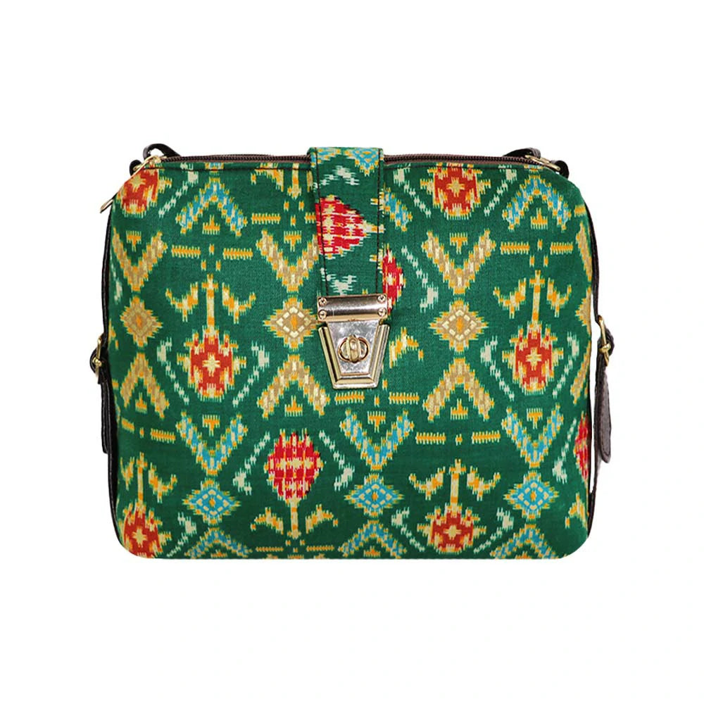 Printed Sling Bag for Women | Crossbody Handbag with Multiple Compartments | Stylish Daily Use Bag - Green