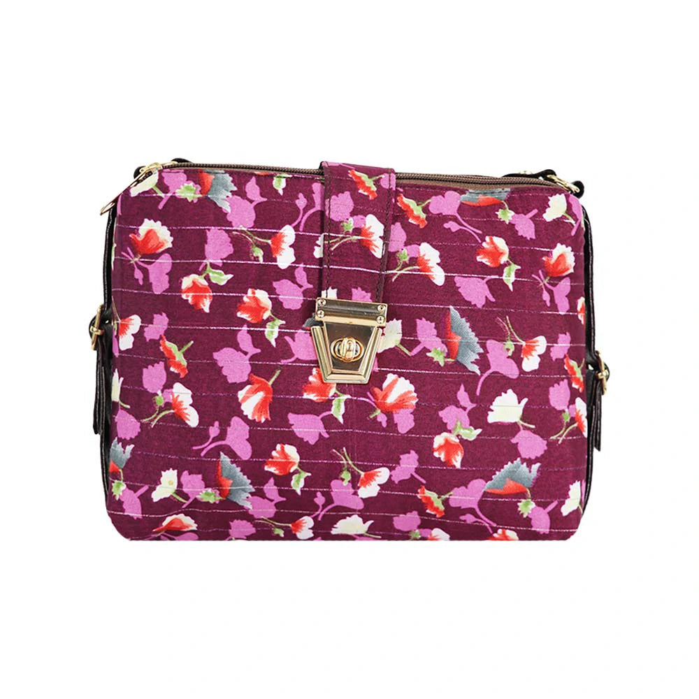 Printed Sling Bag for Women | Crossbody Handbag with Multiple Compartments | Stylish Daily Use Bag - Pink