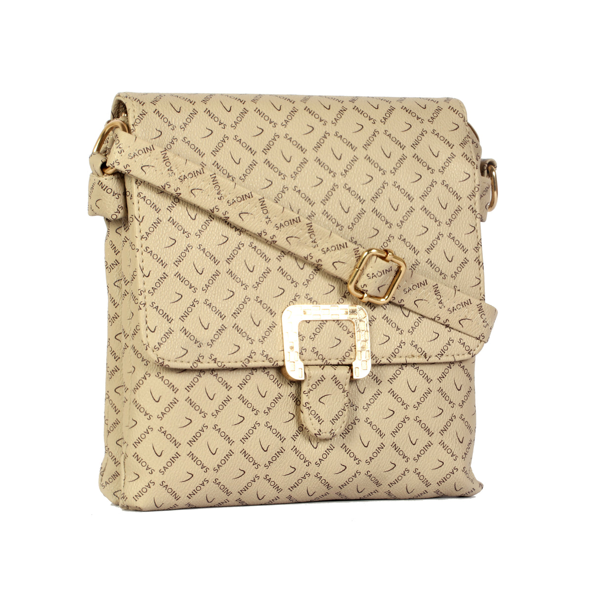 Printed Sling Bag for Women with Buckle Flap Closure