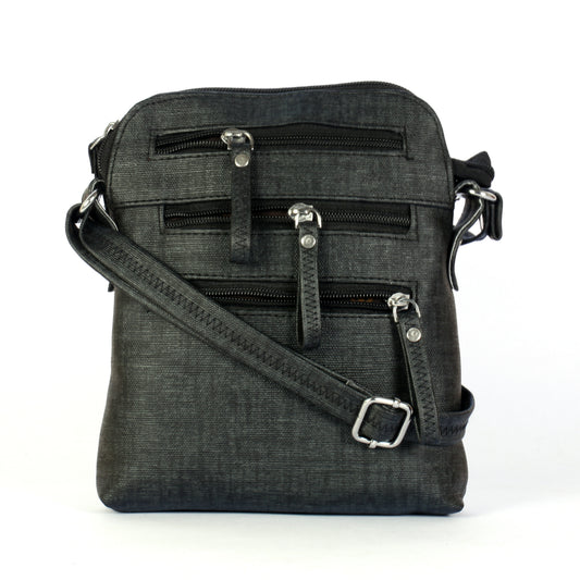 Women’s Multi-Zip Crossbody Sling Bag with Adjustable Strap