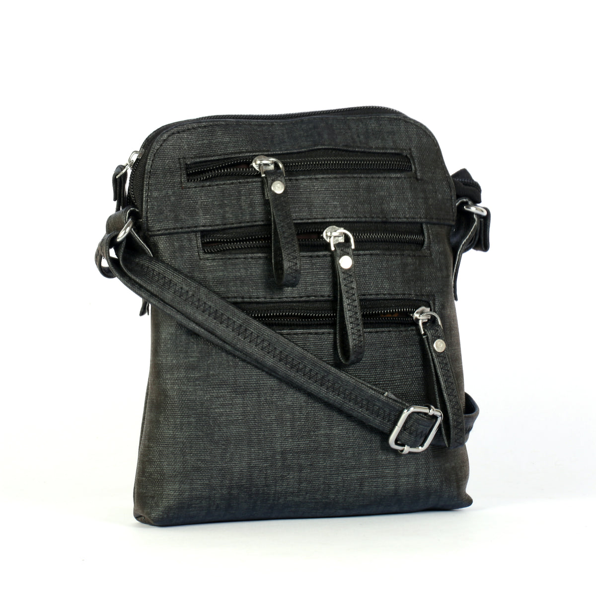 Women’s Multi-Zip Crossbody Sling Bag with Adjustable Strap