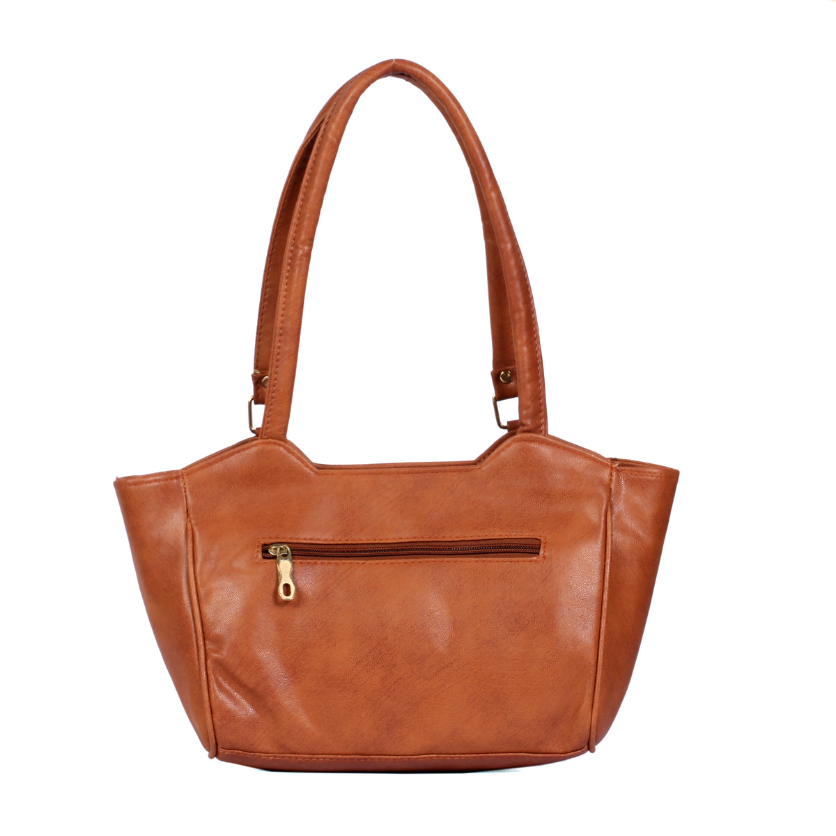 Tan Structured Tote Handbag for Women