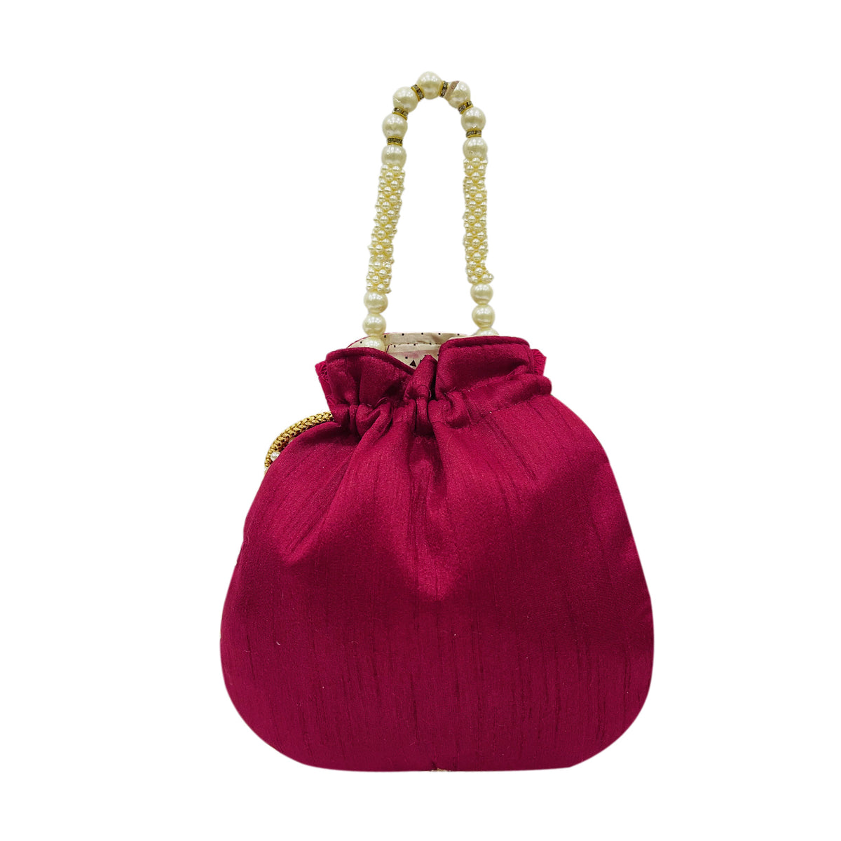 Embroidered Ethnic Potli Bag with Pearl Handle for Women