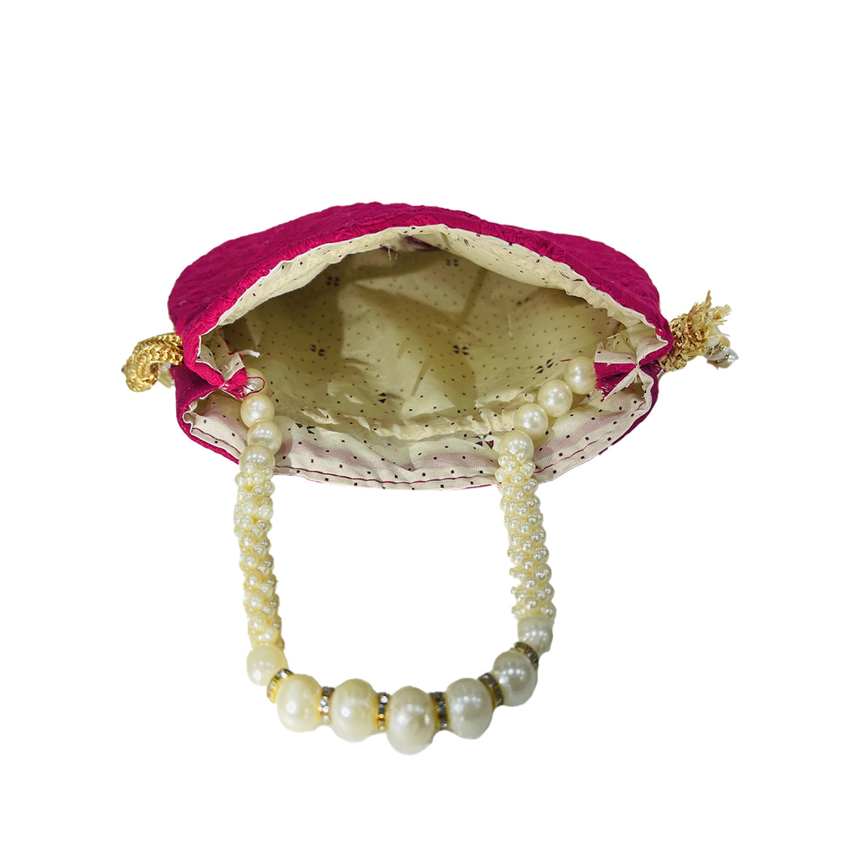 Embroidered Ethnic Potli Bag with Pearl Handle for Women