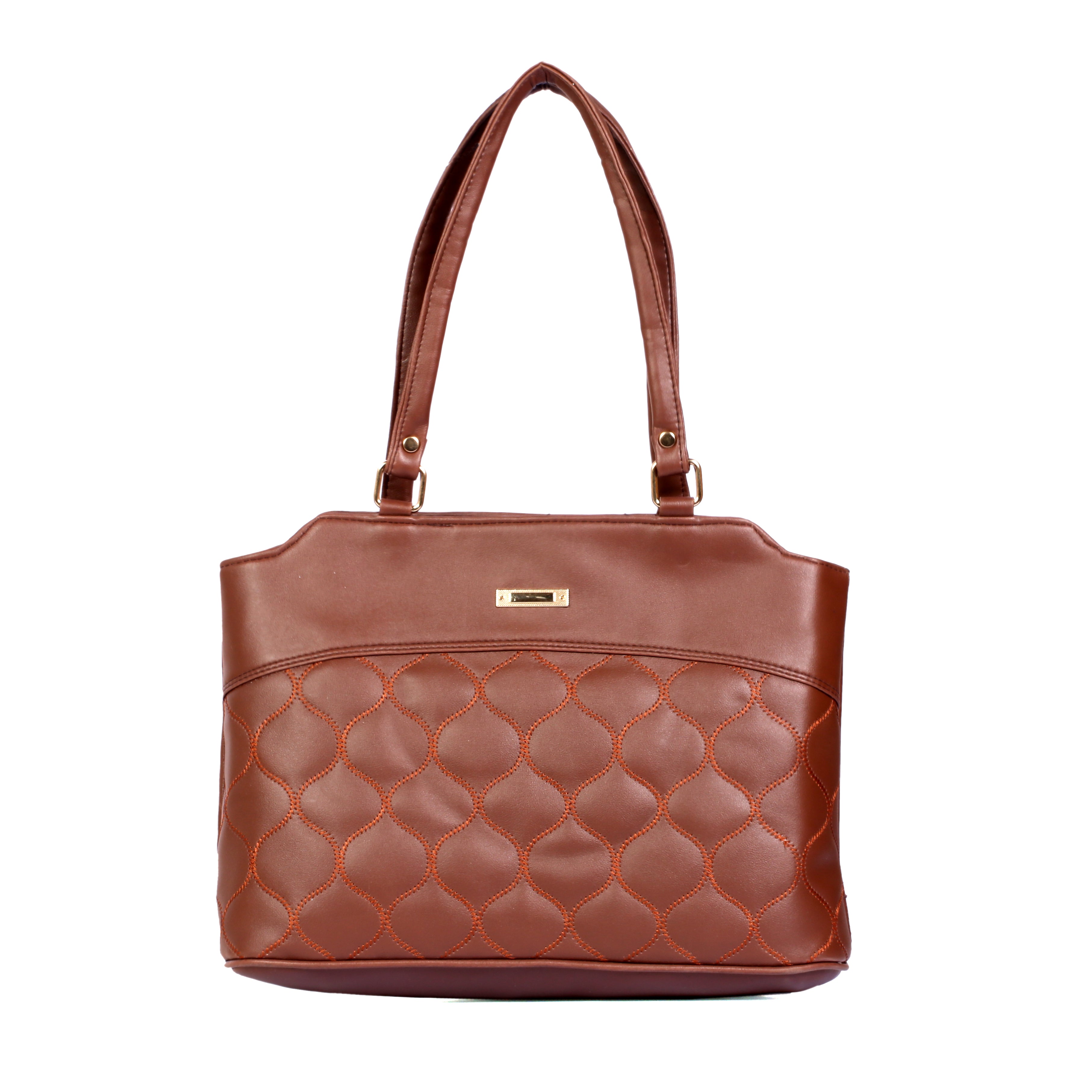 Quilted Shoulder Handbag for Women with Multiple Compartments - Dark Brown