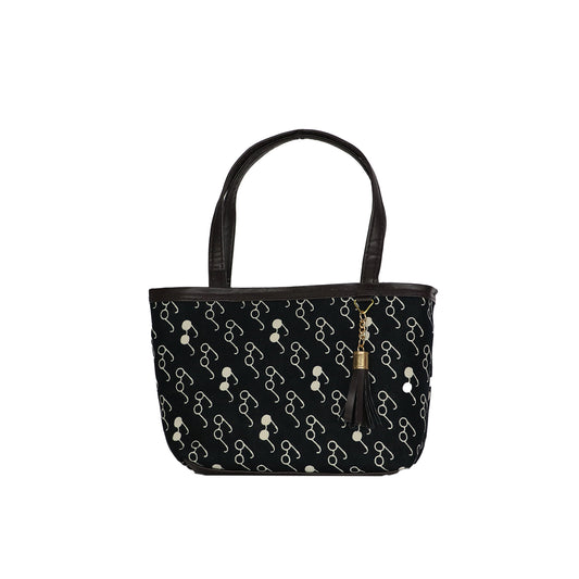 Printed Tote Handbag for Women with Tassel Charm