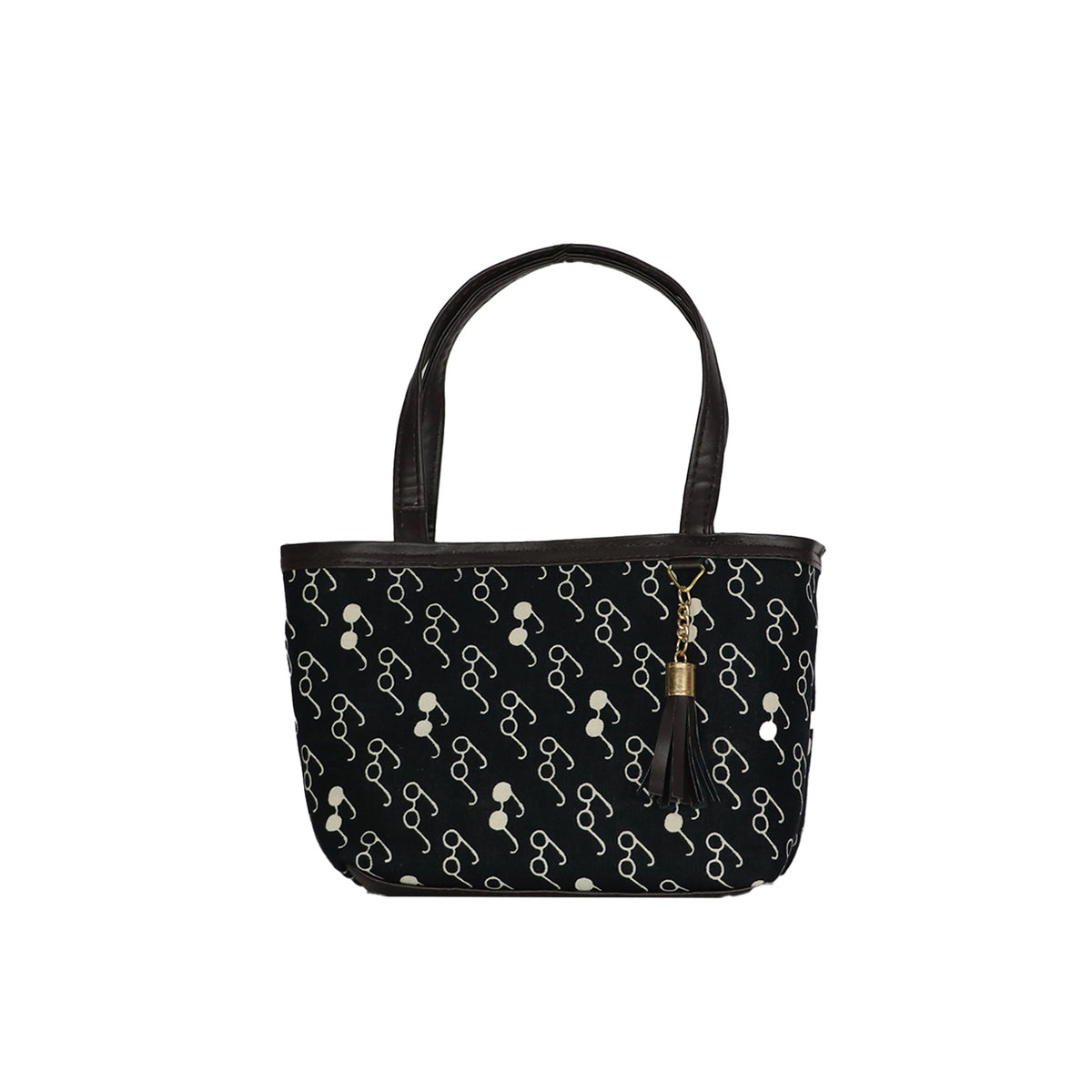 Printed Tote Handbag for Women with Tassel Charm
