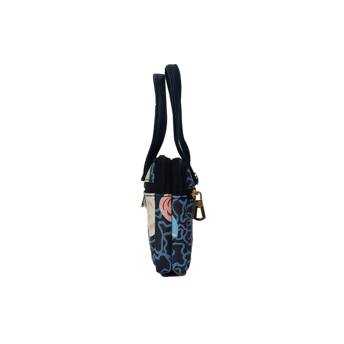 Floral Mini Handbag for Women with Dual Handles and Zipper Compartments