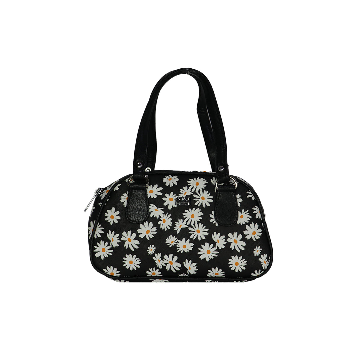 Floral Handbag for Women with Dual Handles and Double Zipper Compartments