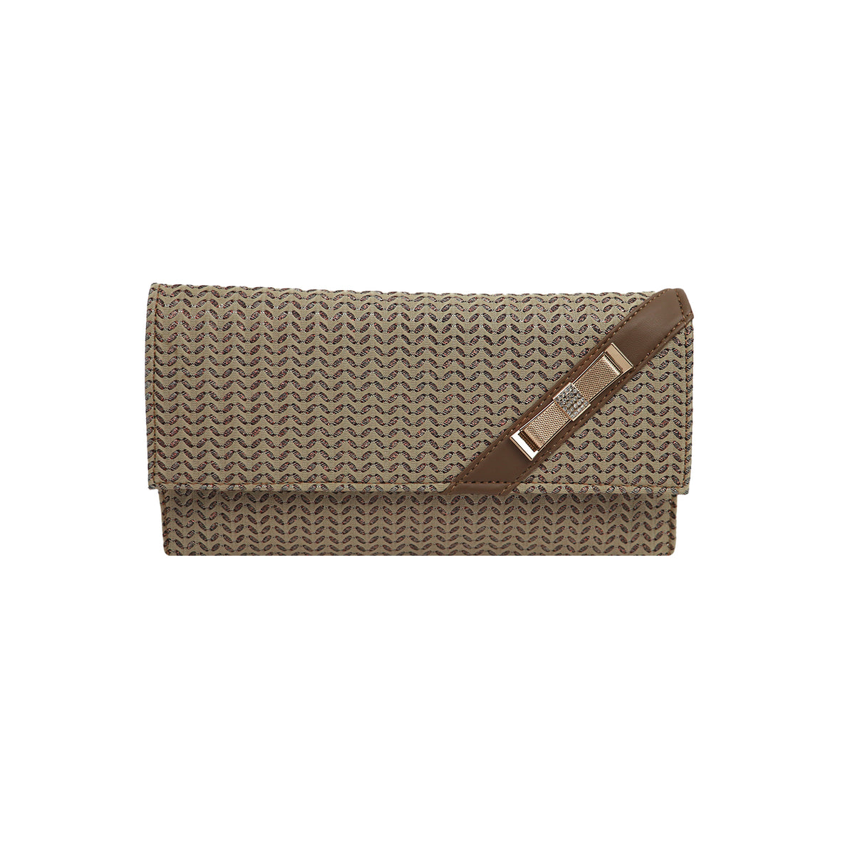 Patterned Clutch Bag for Women with Chain Strap and Magnetic Flap Closure
