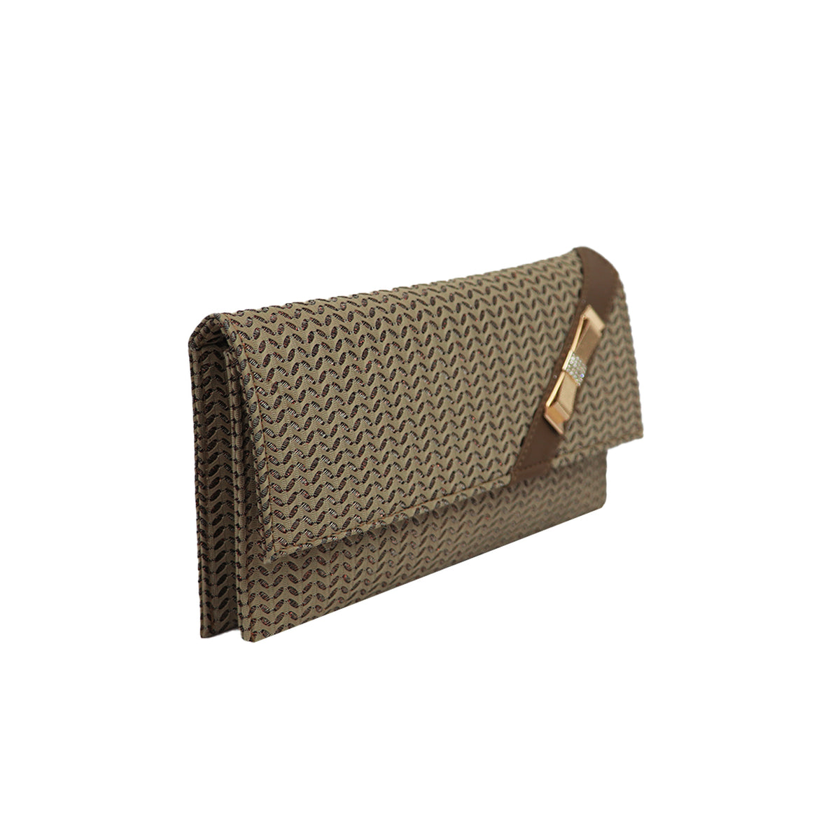 Patterned Clutch Bag for Women with Chain Strap and Magnetic Flap Closure