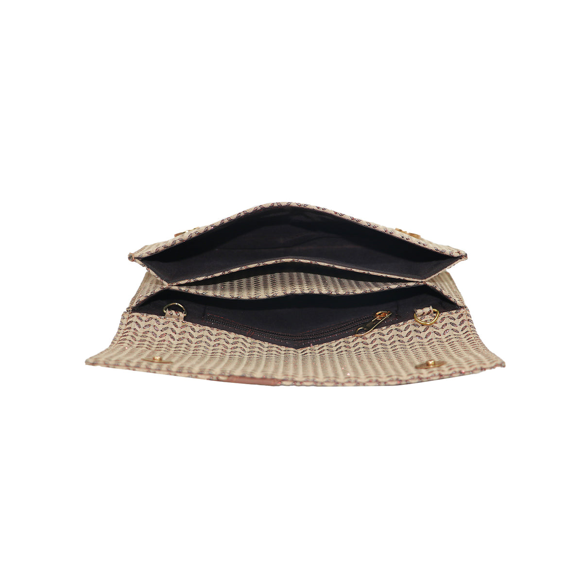 Patterned Clutch Bag for Women with Chain Strap and Magnetic Flap Closure