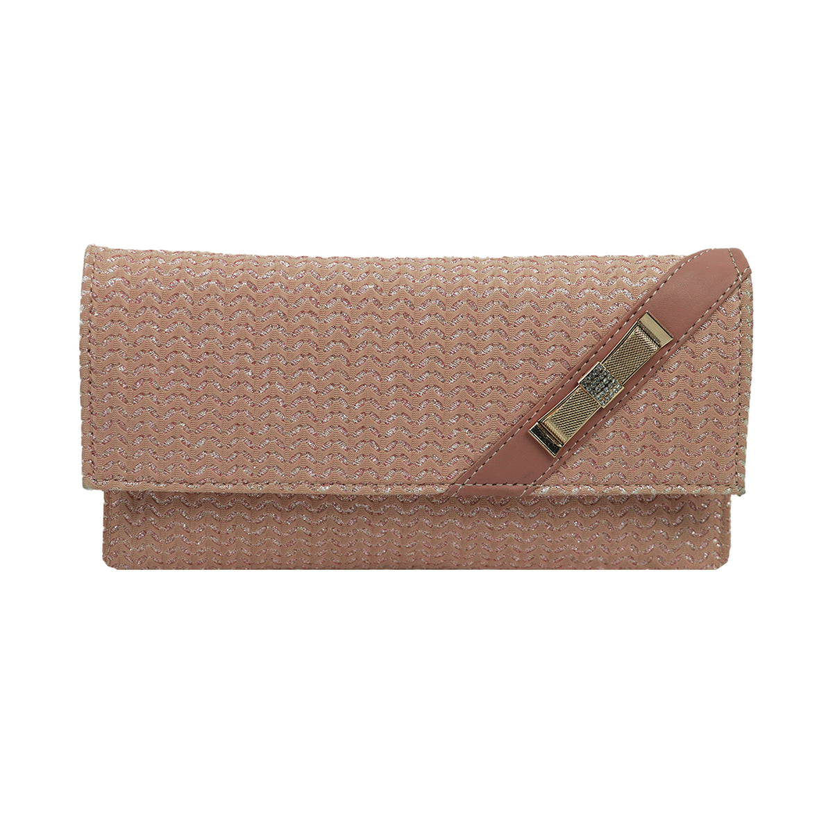 Patterned Clutch Bag for Women with Chain Strap and Magnetic Flap Closure