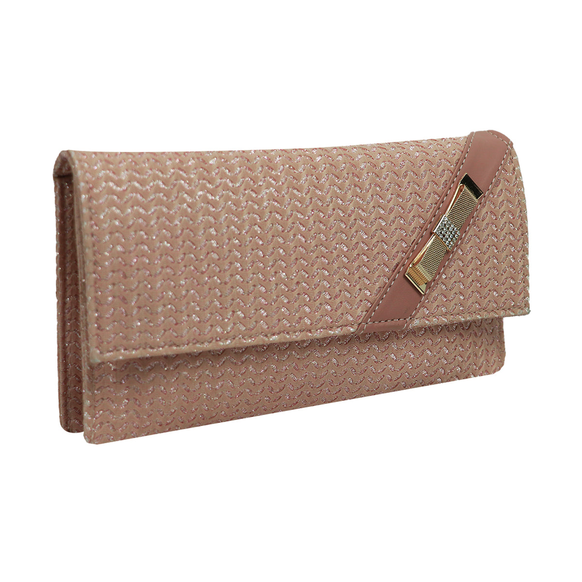Patterned Clutch Bag for Women with Chain Strap and Magnetic Flap Closure