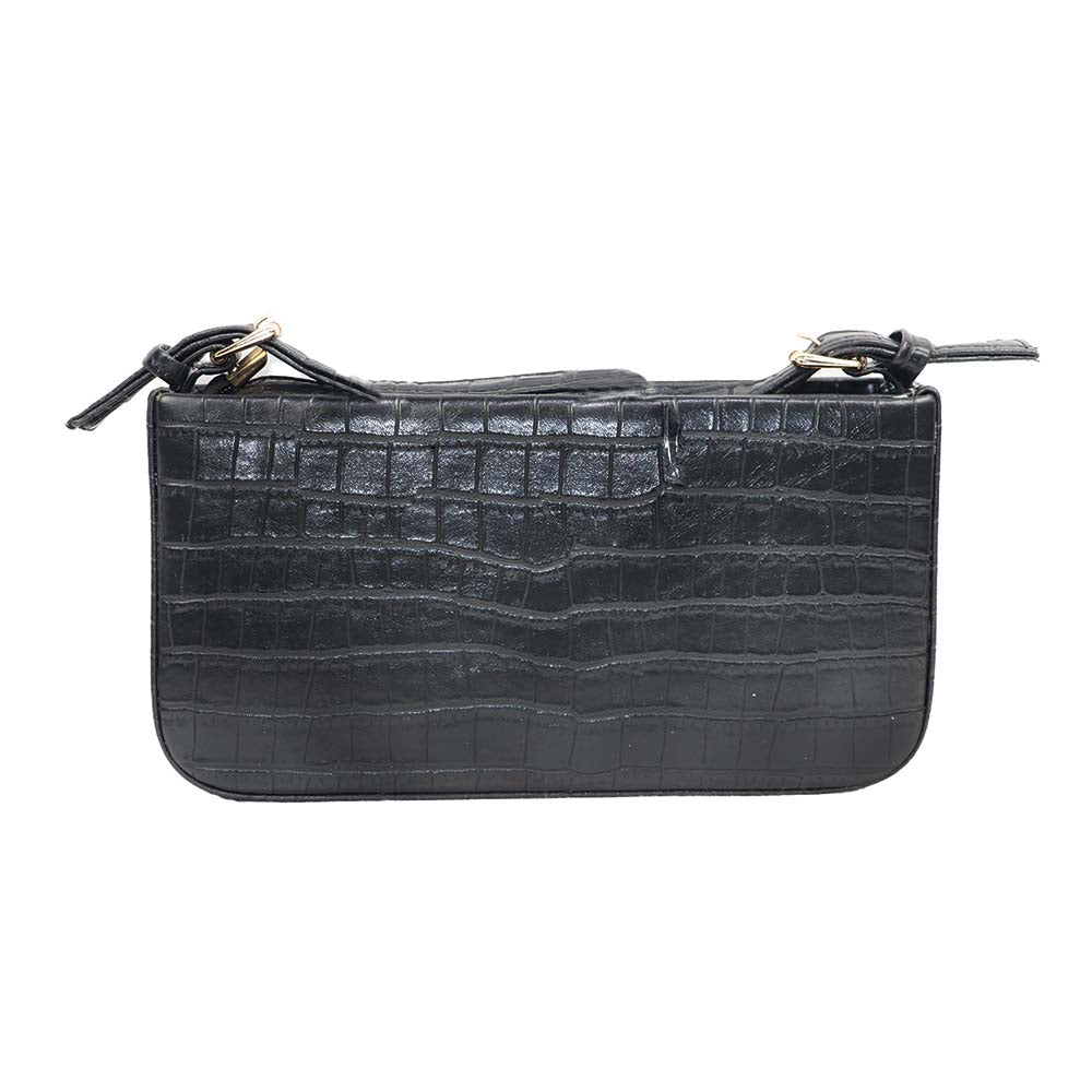 Crocodile Texture Clutch Bag for Women with Metal Frame Closure