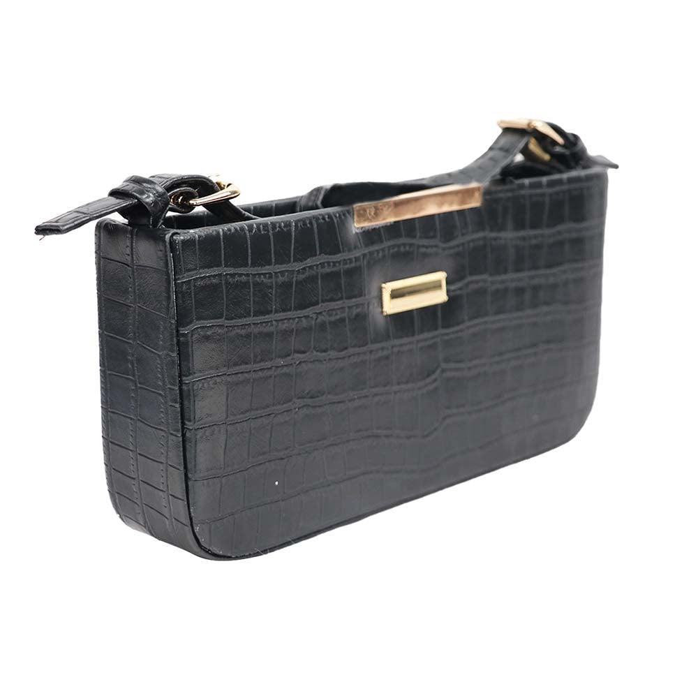 Crocodile Texture Clutch Bag for Women with Metal Frame Closure